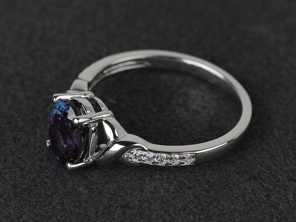 Oval Alexandrite Ring Engagement Ring - LUO Jewelry