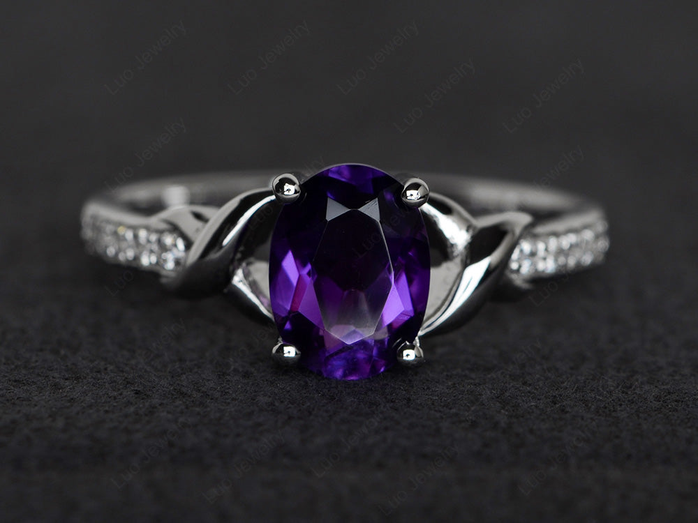 Oval Amethyst Ring Engagement Ring - LUO Jewelry