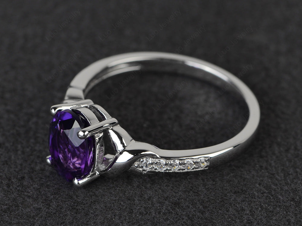 Oval Amethyst Ring Engagement Ring - LUO Jewelry