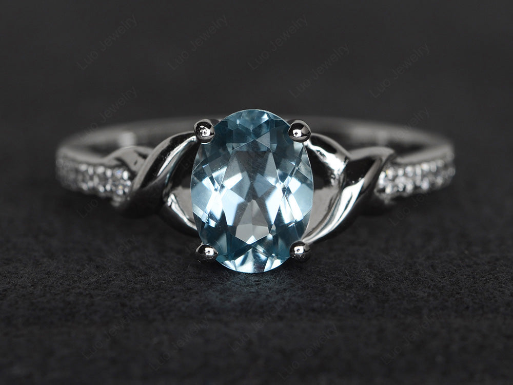 Oval Aquamarine Ring Engagement Ring - LUO Jewelry