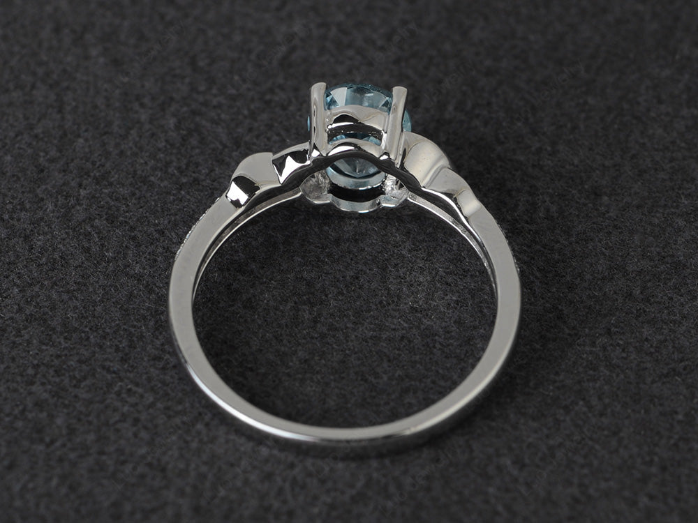 Oval Aquamarine Ring Engagement Ring - LUO Jewelry