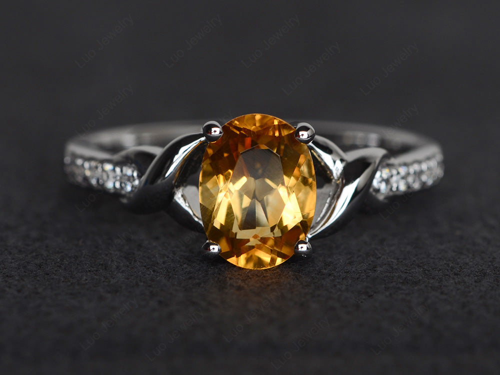 Oval Citrine Ring Engagement Ring - LUO Jewelry