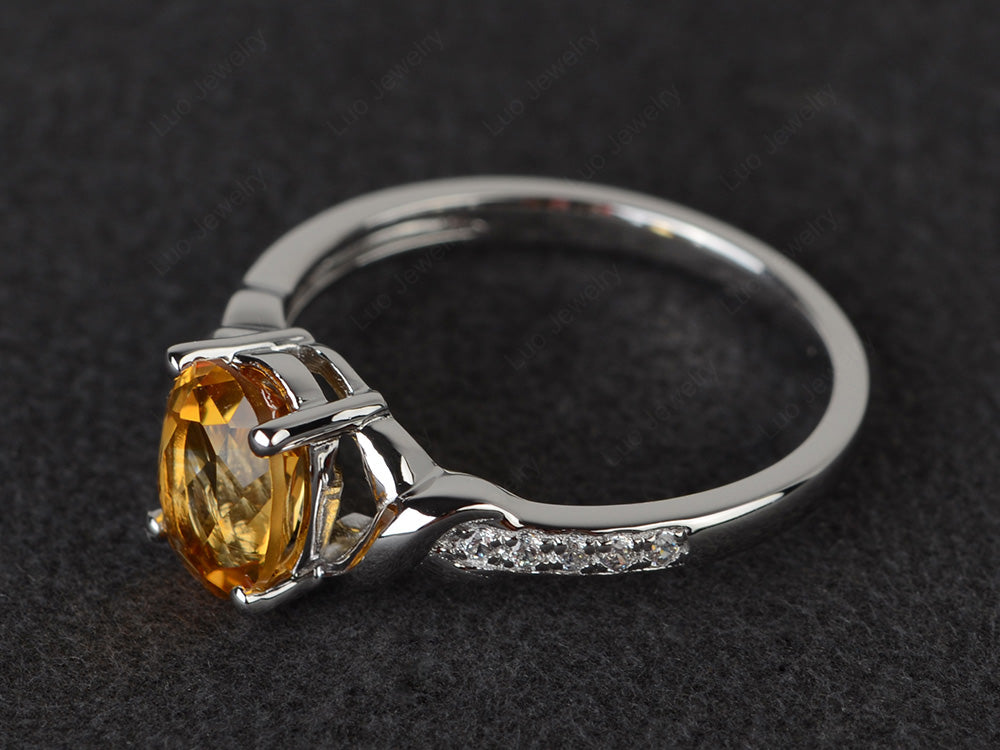 Oval Citrine Ring Engagement Ring - LUO Jewelry