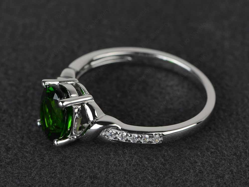 Oval Diopside Ring Engagement Ring - LUO Jewelry