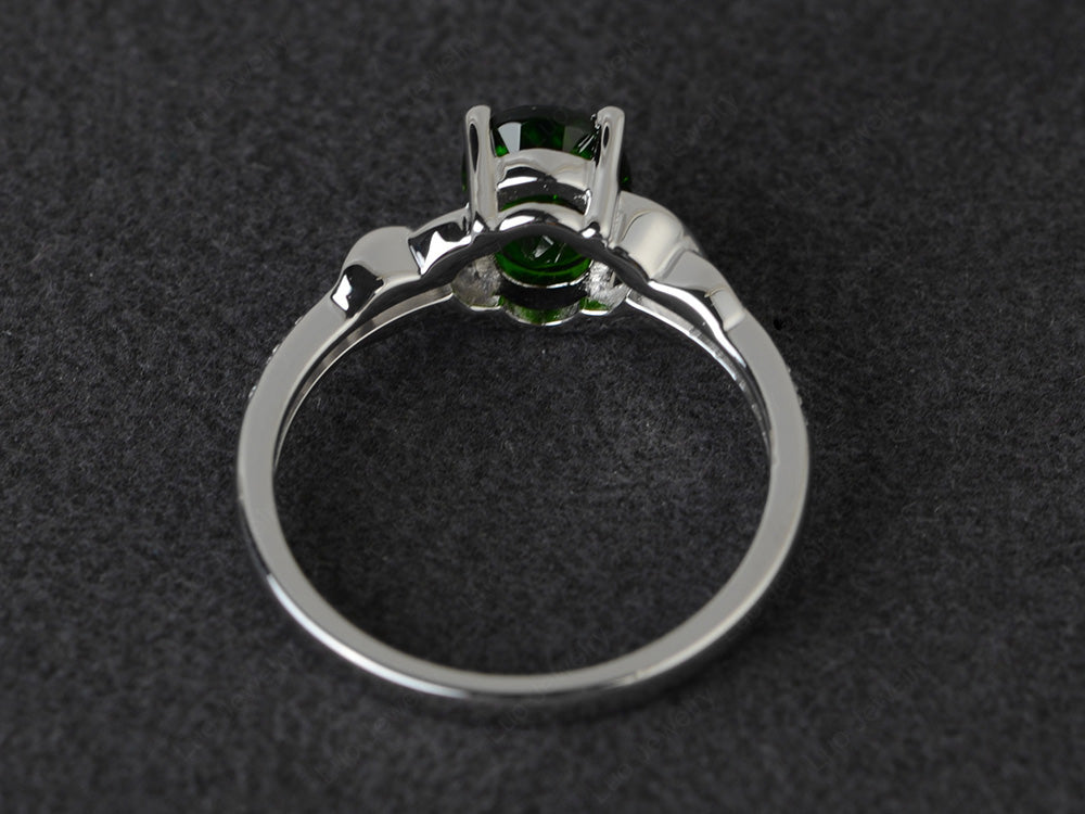 Oval Diopside Ring Engagement Ring - LUO Jewelry