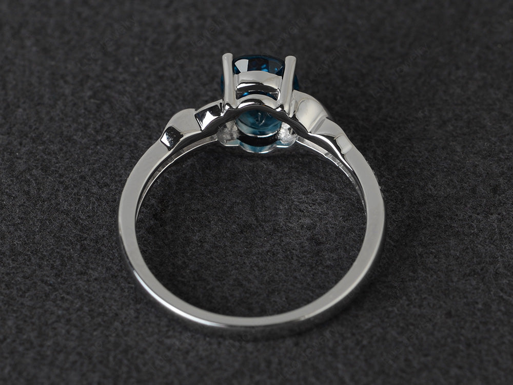 Oval London Blue Topaz Ring Engagement Ring - LUO Jewelry