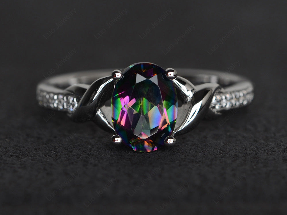 Oval Mystic Topaz Ring Engagement Ring - LUO Jewelry