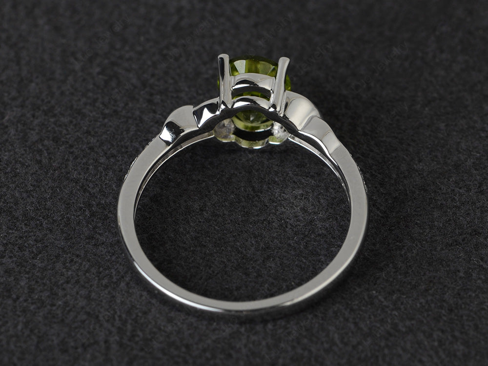 Oval Peridot Ring Engagement Ring - LUO Jewelry