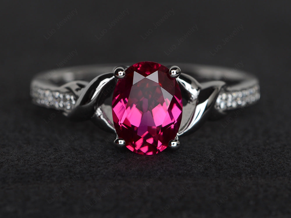 Oval Ruby Ring Engagement Ring - LUO Jewelry