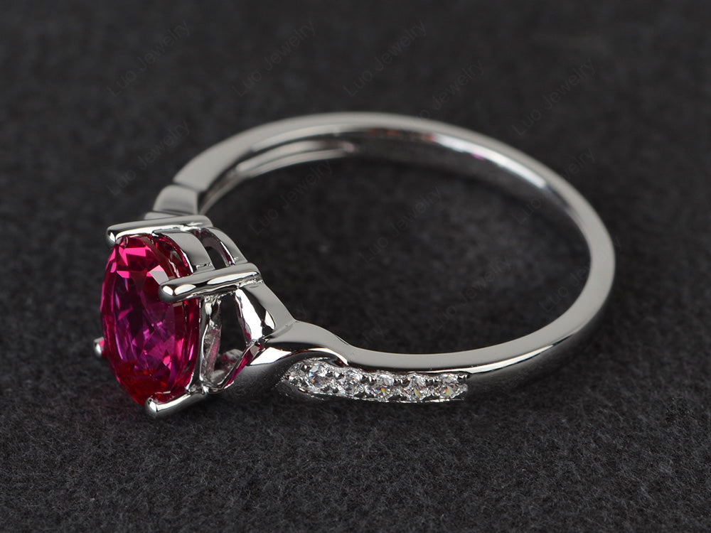 Oval Ruby Ring Engagement Ring - LUO Jewelry