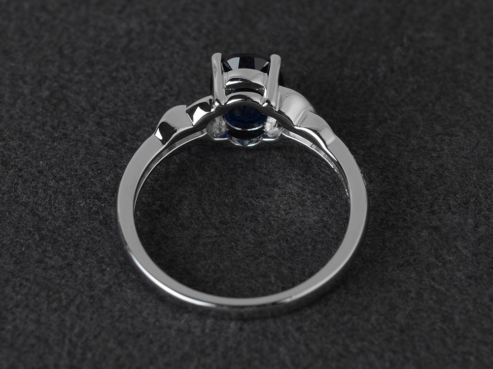 Oval Lab Sapphire Ring Engagement Ring - LUO Jewelry