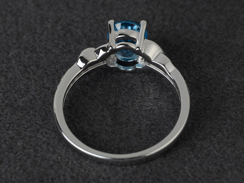 Oval Swiss Blue Topaz Ring Engagement Ring - LUO Jewelry