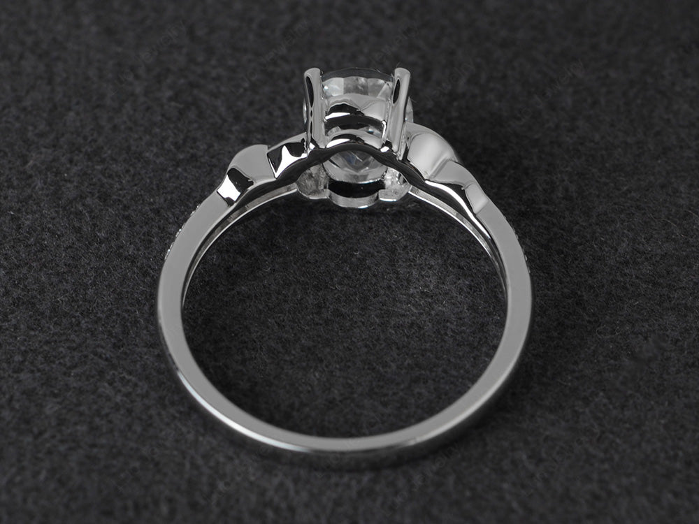 Oval White Topaz Ring Engagement Ring - LUO Jewelry