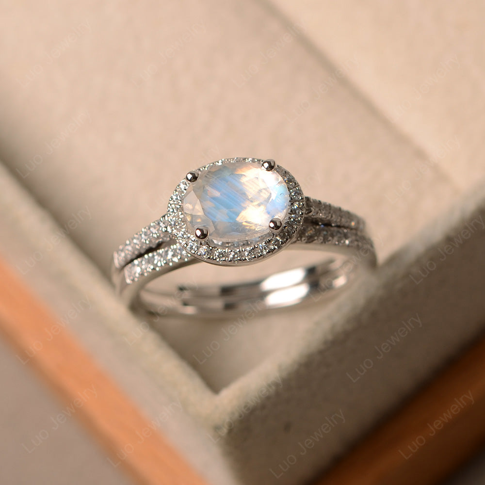 Oval Moonstone Engagement Ring With Wedding Band - LUO Jewelry