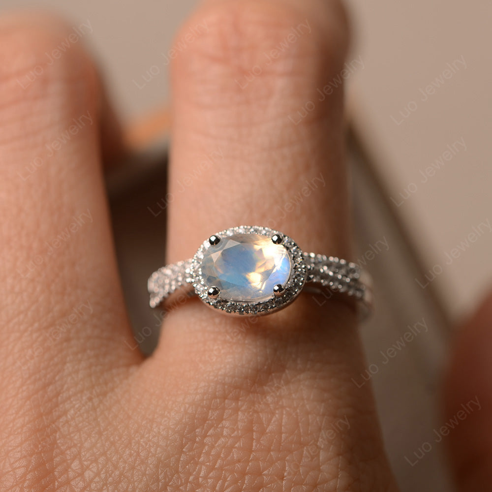 Oval Moonstone Engagement Ring With Wedding Band - LUO Jewelry