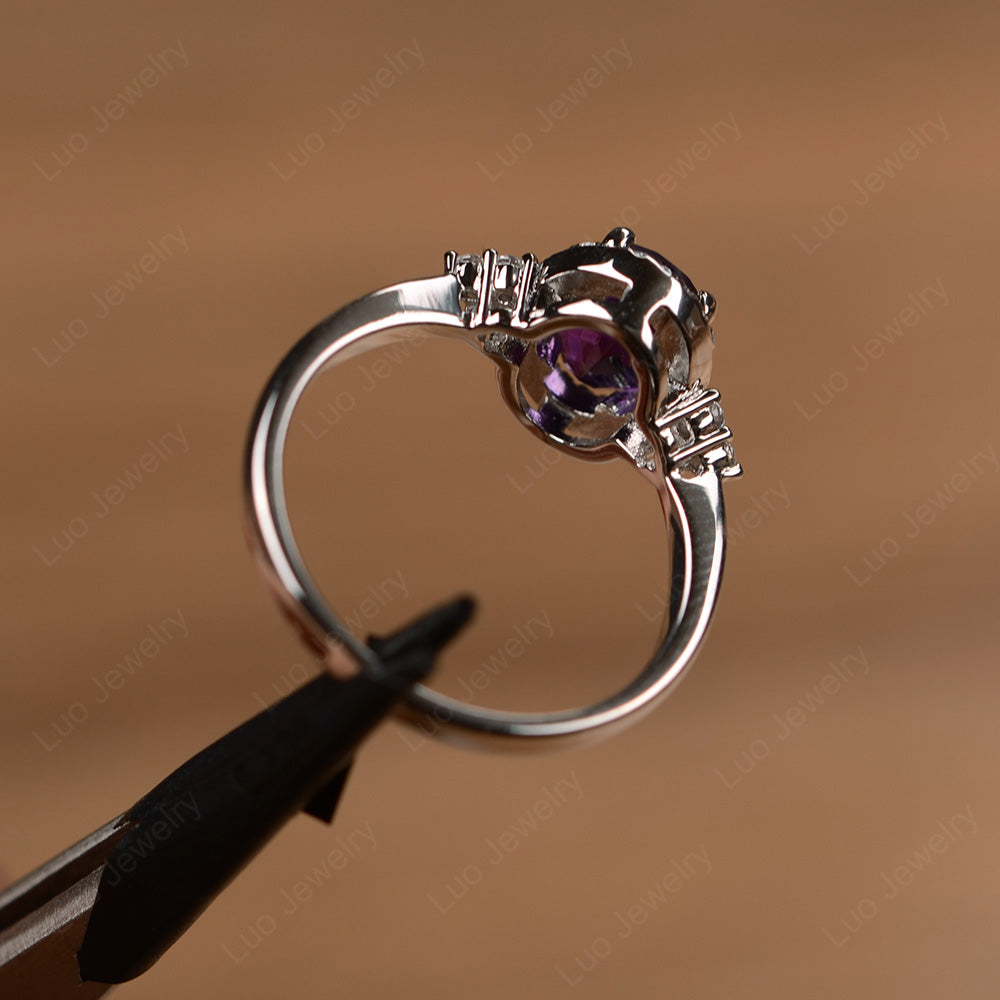 Oval Shaped Amethyst Halo Engagement Ring - LUO Jewelry