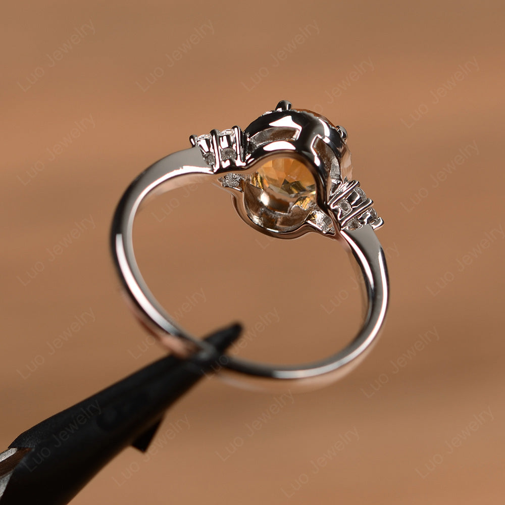 Oval Shaped Citrine Halo Engagement Ring - LUO Jewelry