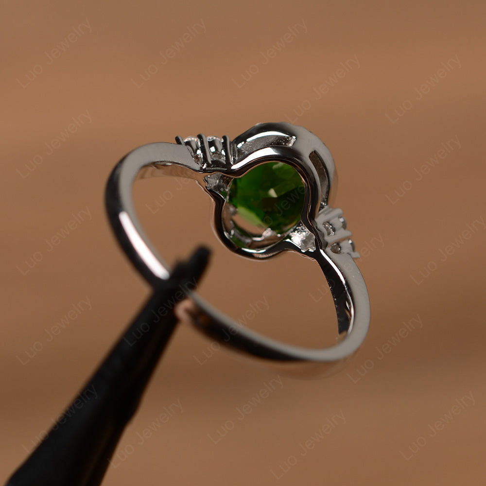 Oval Shaped Diopside Halo Engagement Ring - LUO Jewelry