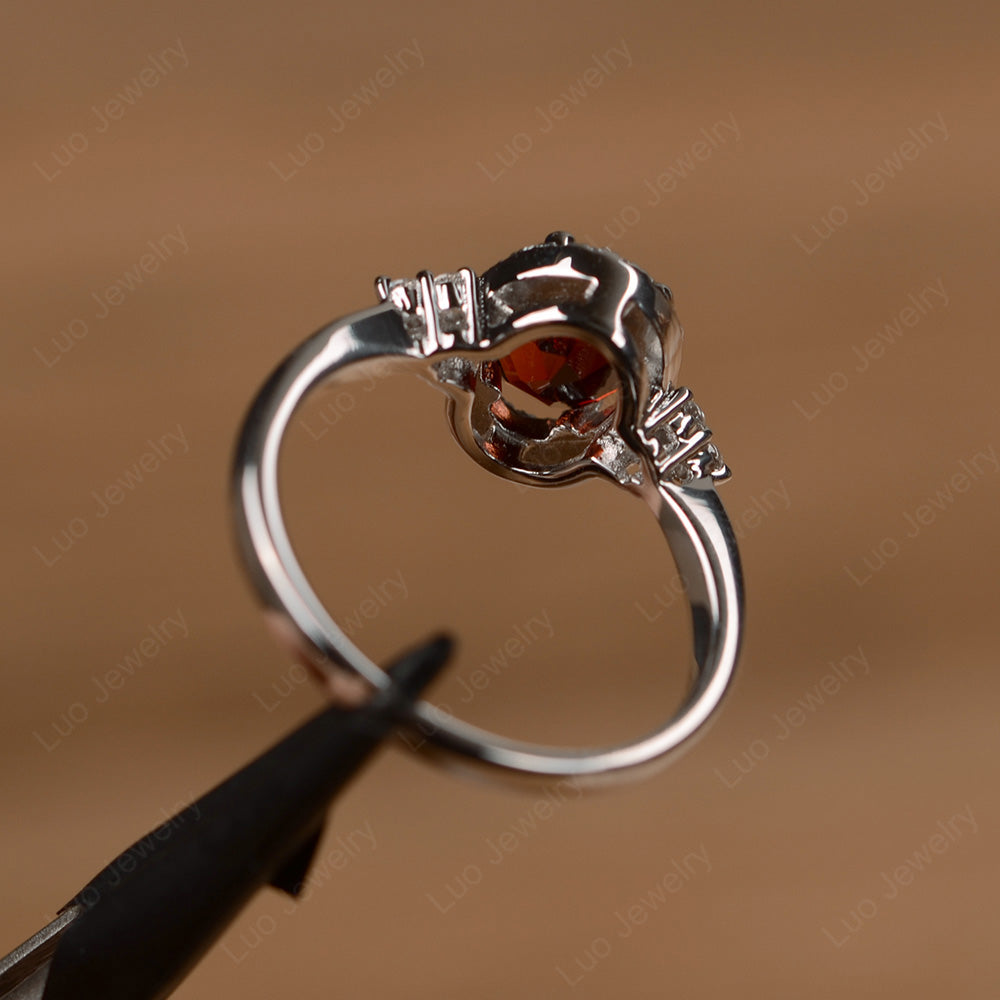 Oval Shaped Garnet Halo Engagement Ring - LUO Jewelry