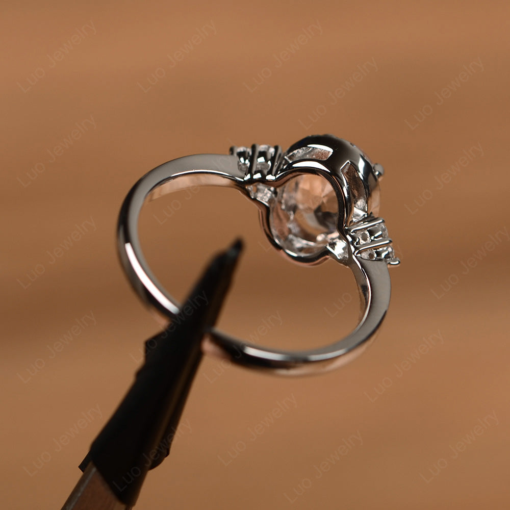 Oval Shaped Morganite Halo Engagement Ring - LUO Jewelry