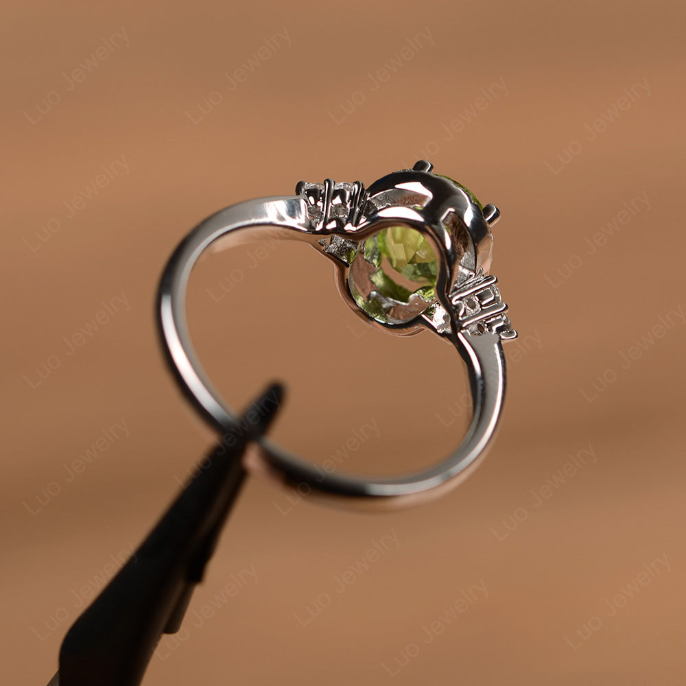 Oval Shaped Peridot Halo Engagement Ring - LUO Jewelry