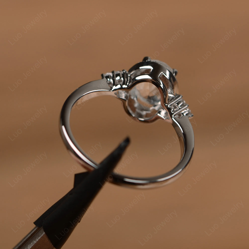 Oval Shaped White Topaz Halo Engagement Ring - LUO Jewelry