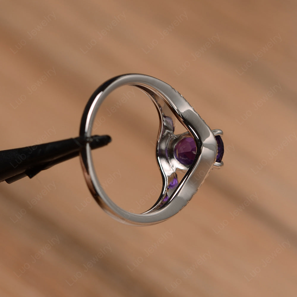 Oval Amethyst Ring Split Shank Sterling Silver - LUO Jewelry