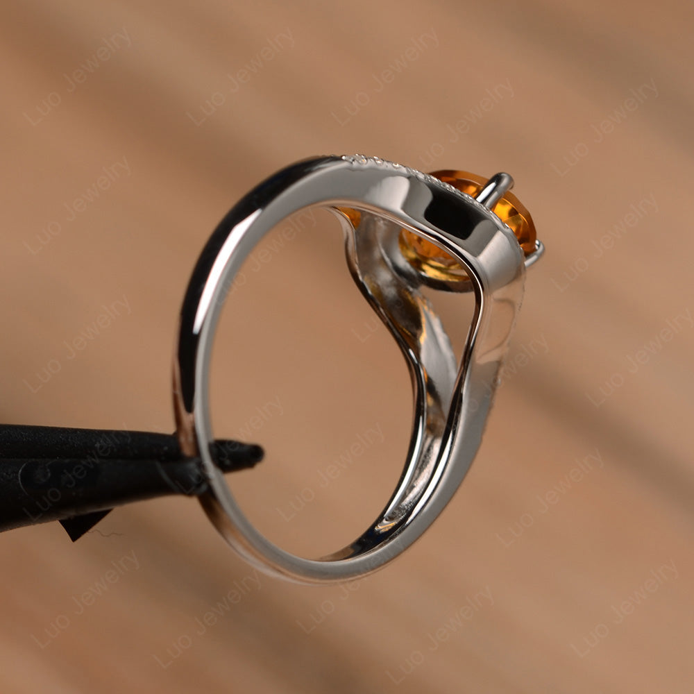 Oval Citrine Ring Split Shank Sterling Silver - LUO Jewelry