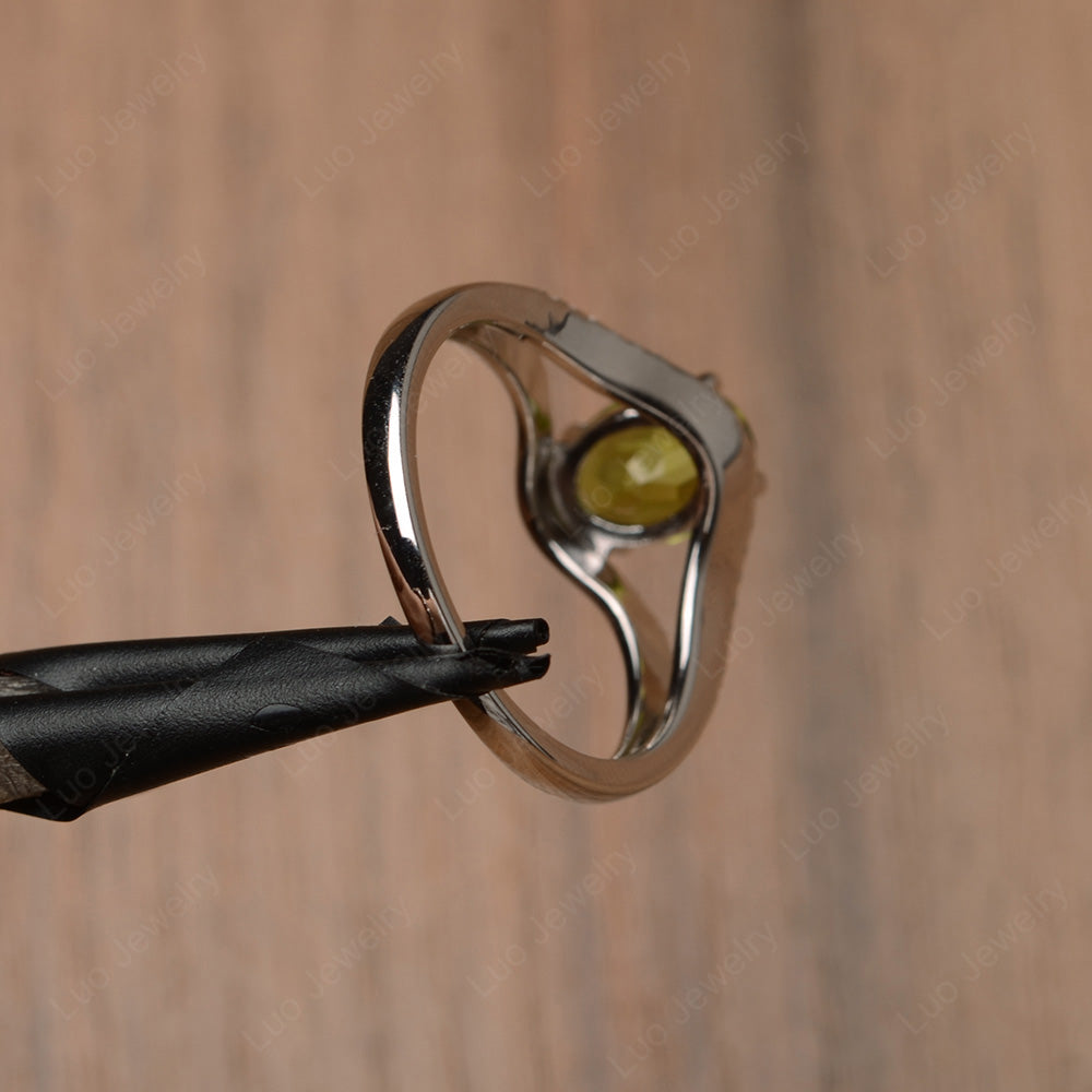 Oval Peridot Ring Split Shank Sterling Silver - LUO Jewelry