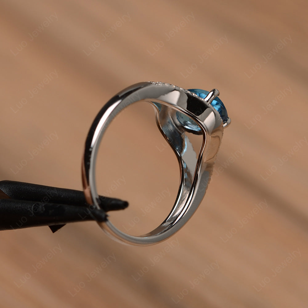 Oval Swiss Blue Topaz Ring Split Shank Sterling Silver - LUO Jewelry