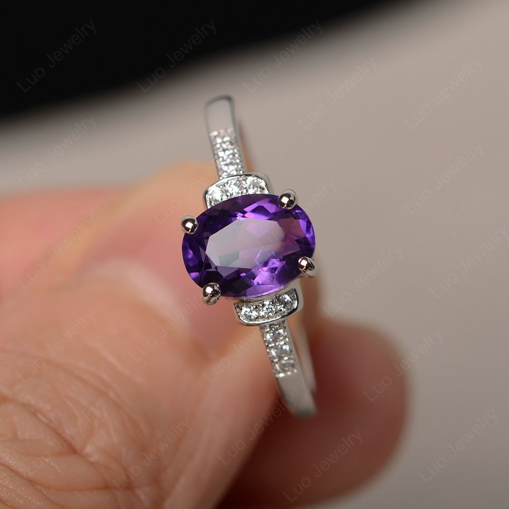 Amethyst Wedding Ring Oval Engagement Ring - LUO Jewelry