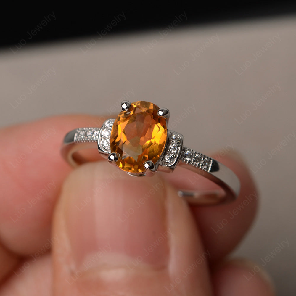 Citrine Wedding Ring Oval Engagement Ring - LUO Jewelry