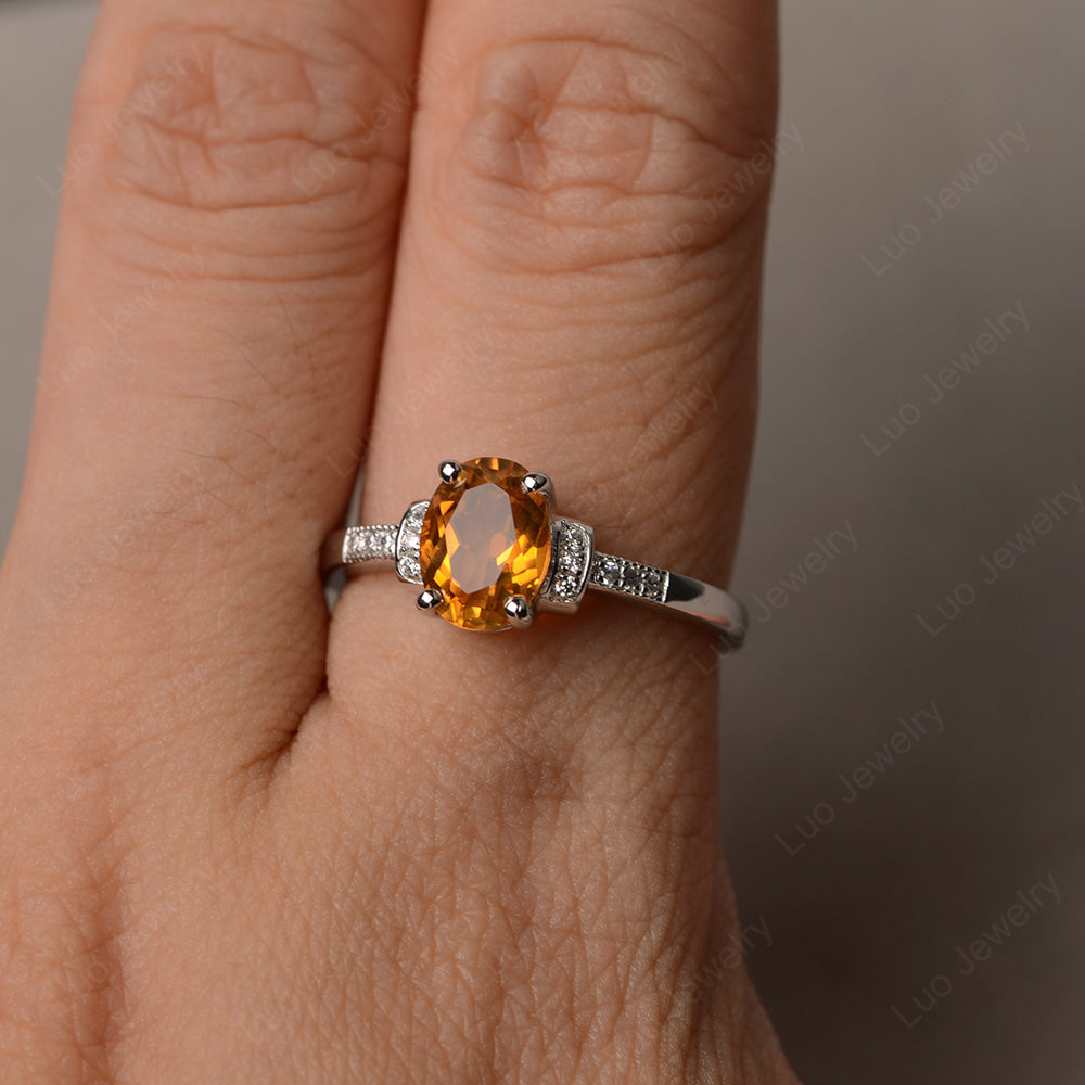 Citrine Wedding Ring Oval Engagement Ring - LUO Jewelry