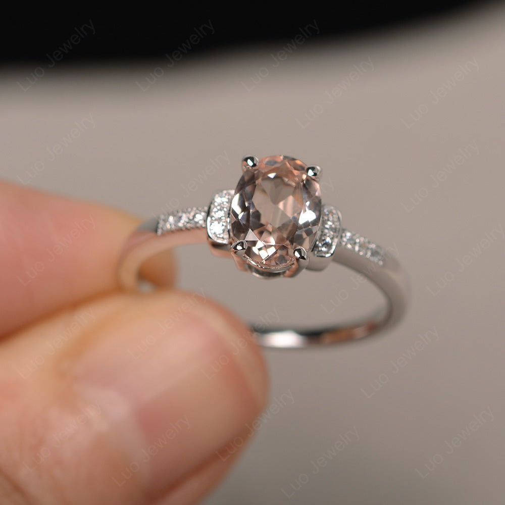Morganite Wedding Ring Oval Engagement Ring - LUO Jewelry