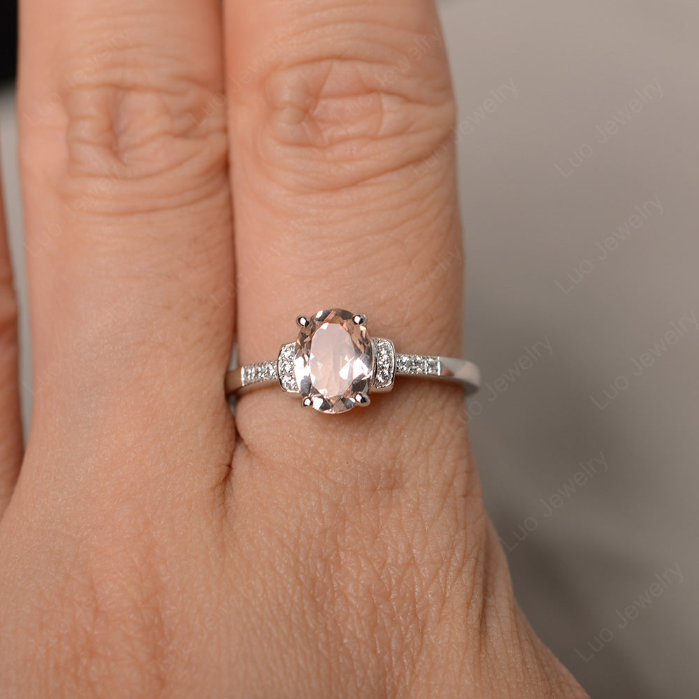 Morganite Wedding Ring Oval Engagement Ring - LUO Jewelry
