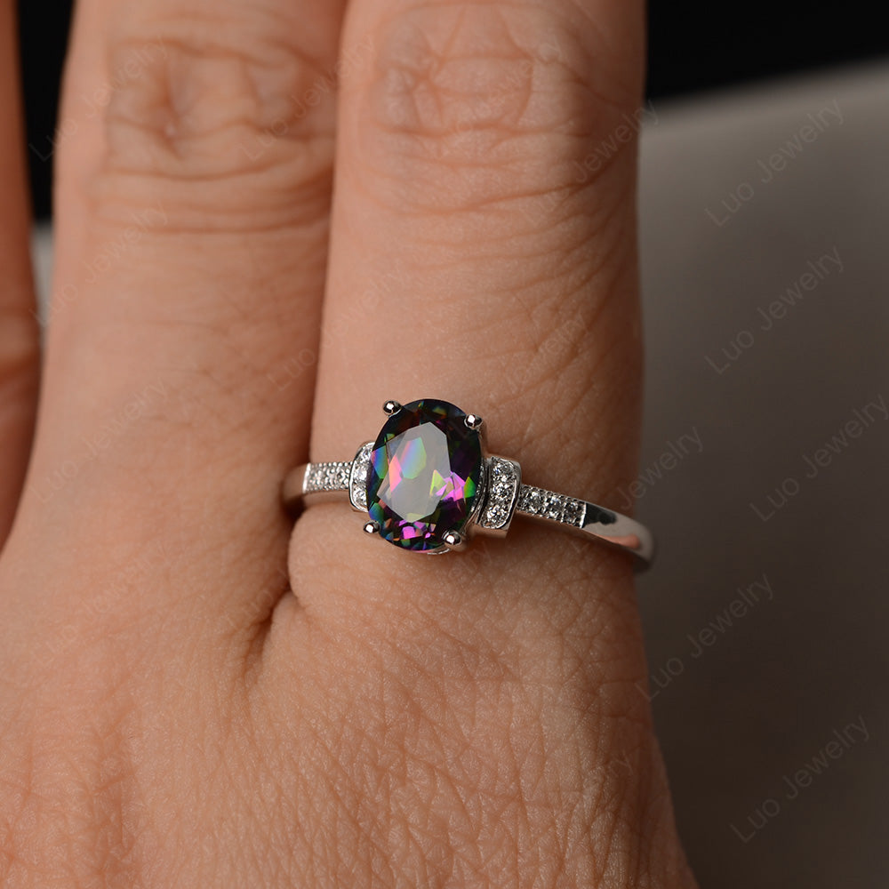 Mystic Topaz Wedding Ring Oval Engagement Ring - LUO Jewelry