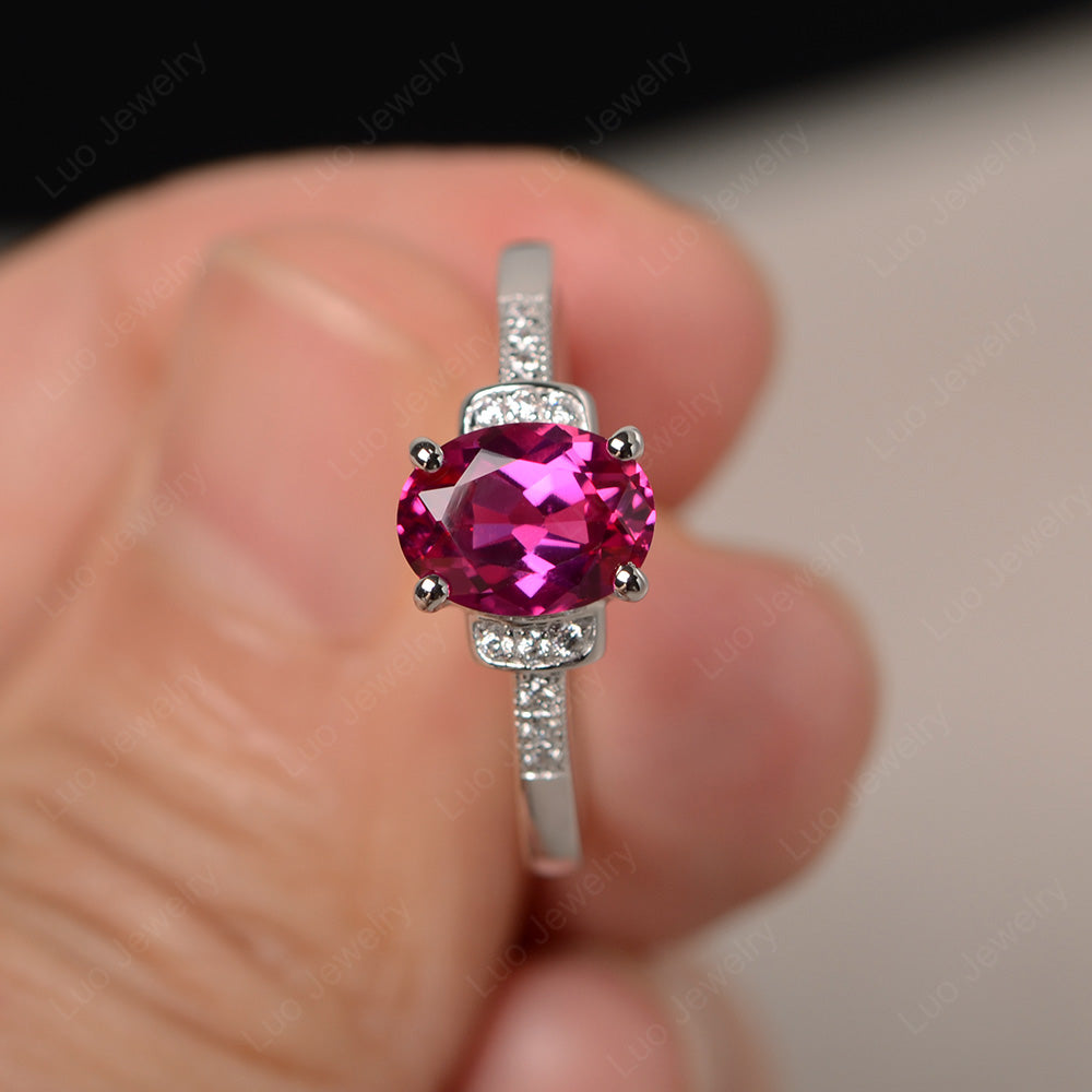 Ruby Wedding Ring Oval Engagement Ring - LUO Jewelry