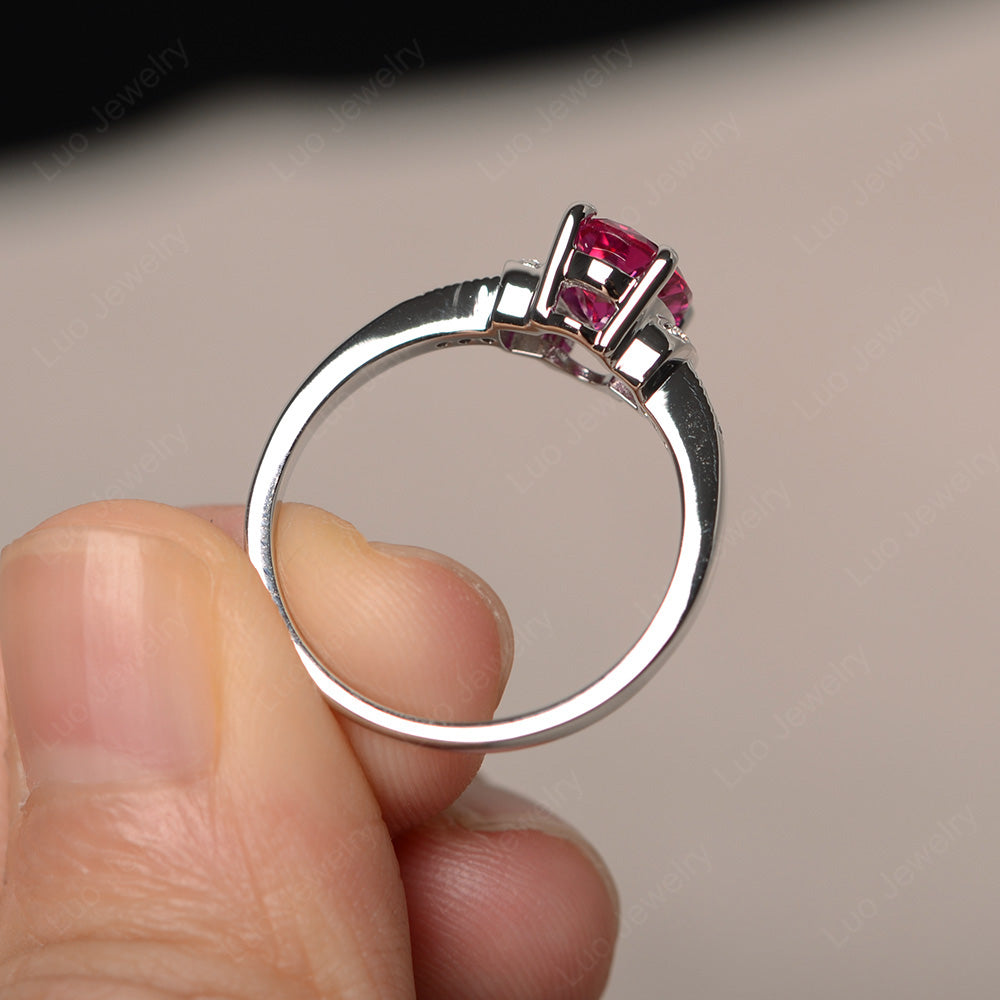 Ruby Wedding Ring Oval Engagement Ring - LUO Jewelry