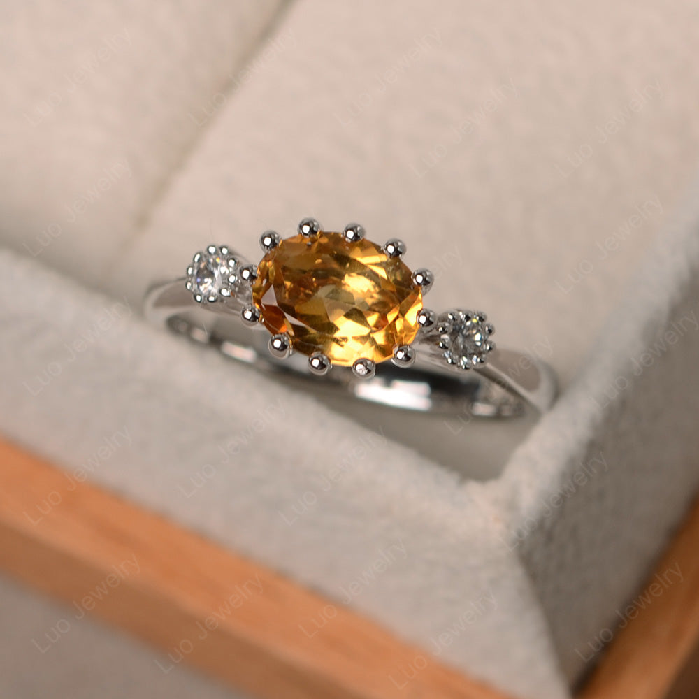3 Stone Vintage Citrine Mothers Wedding Ring - LUO Jewelry