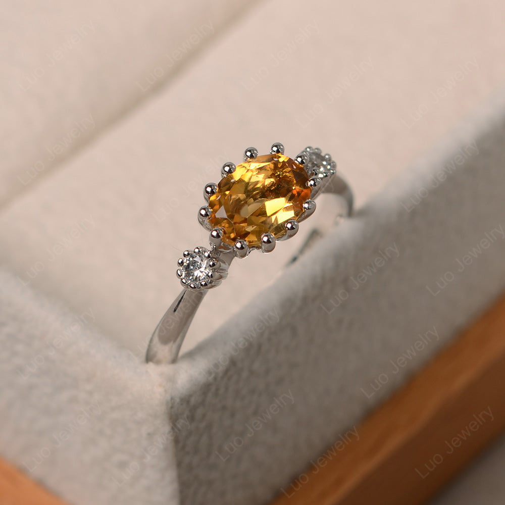 3 Stone Vintage Citrine Mothers Wedding Ring - LUO Jewelry