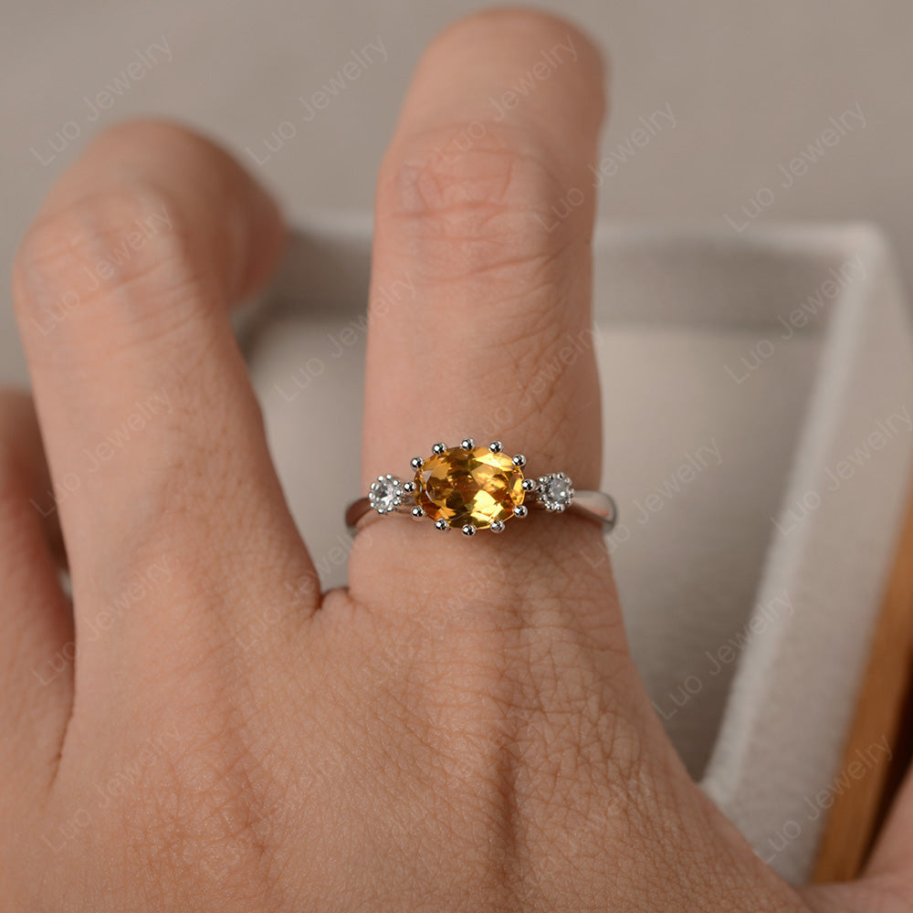 3 Stone Vintage Citrine Mothers Wedding Ring - LUO Jewelry