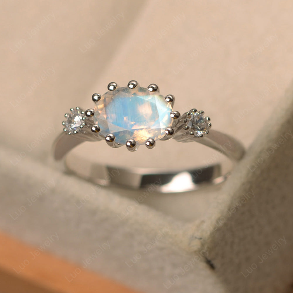 3 Stone Vintage Moonstone Mothers Wedding Ring - LUO Jewelry