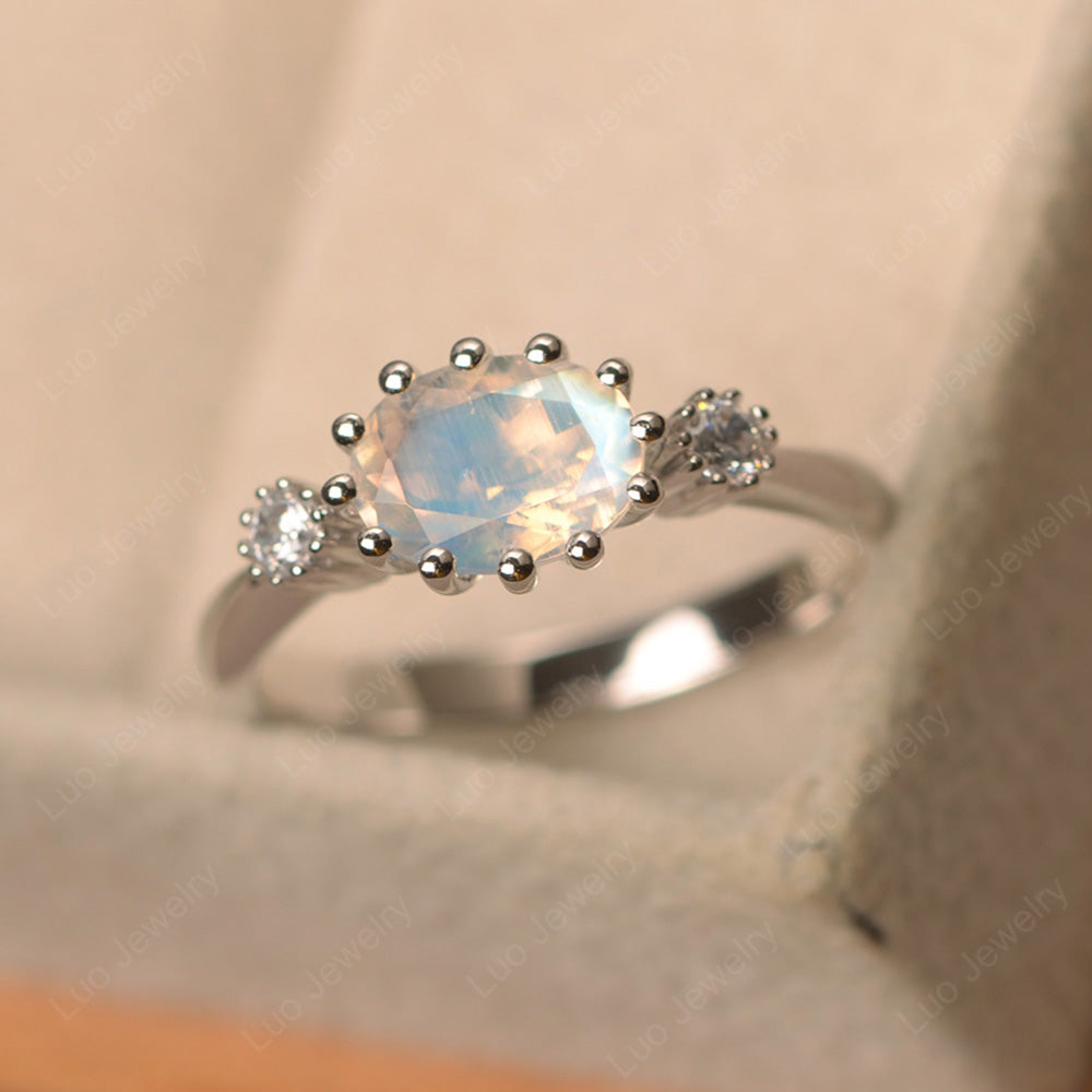 3 Stone Vintage Moonstone Mothers Wedding Ring - LUO Jewelry