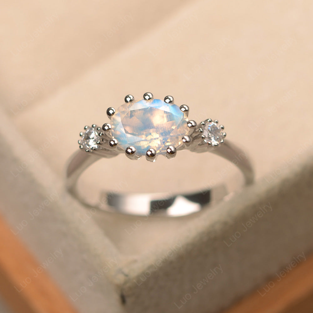 3 Stone Vintage Moonstone Mothers Wedding Ring - LUO Jewelry