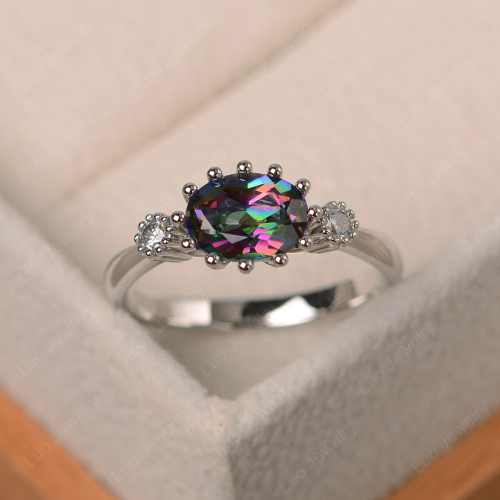 3 Stone Vintage Mystic Topaz Mothers Wedding Ring - LUO Jewelry