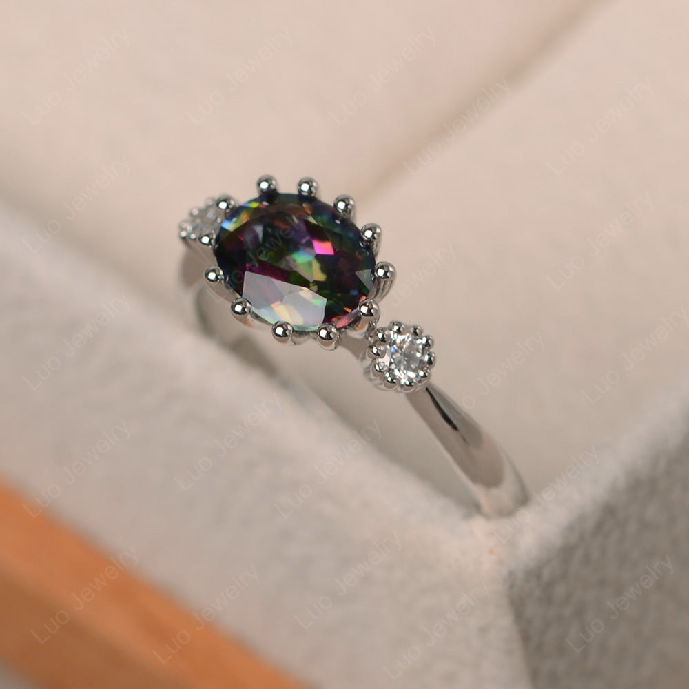 3 Stone Vintage Mystic Topaz Mothers Wedding Ring - LUO Jewelry