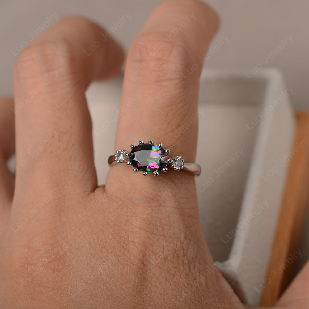 3 Stone Vintage Mystic Topaz Mothers Wedding Ring - LUO Jewelry