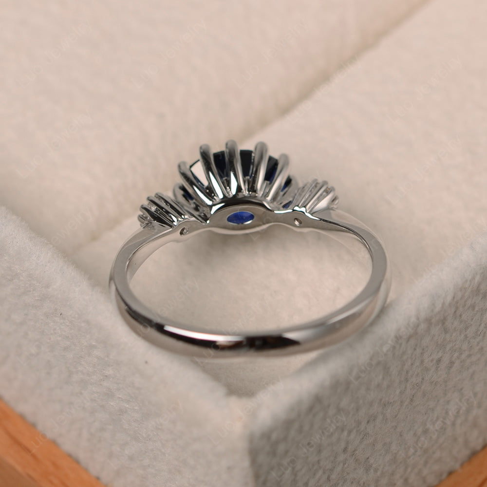3 Stone Vintage Lab Sapphire Mothers Wedding Ring - LUO Jewelry