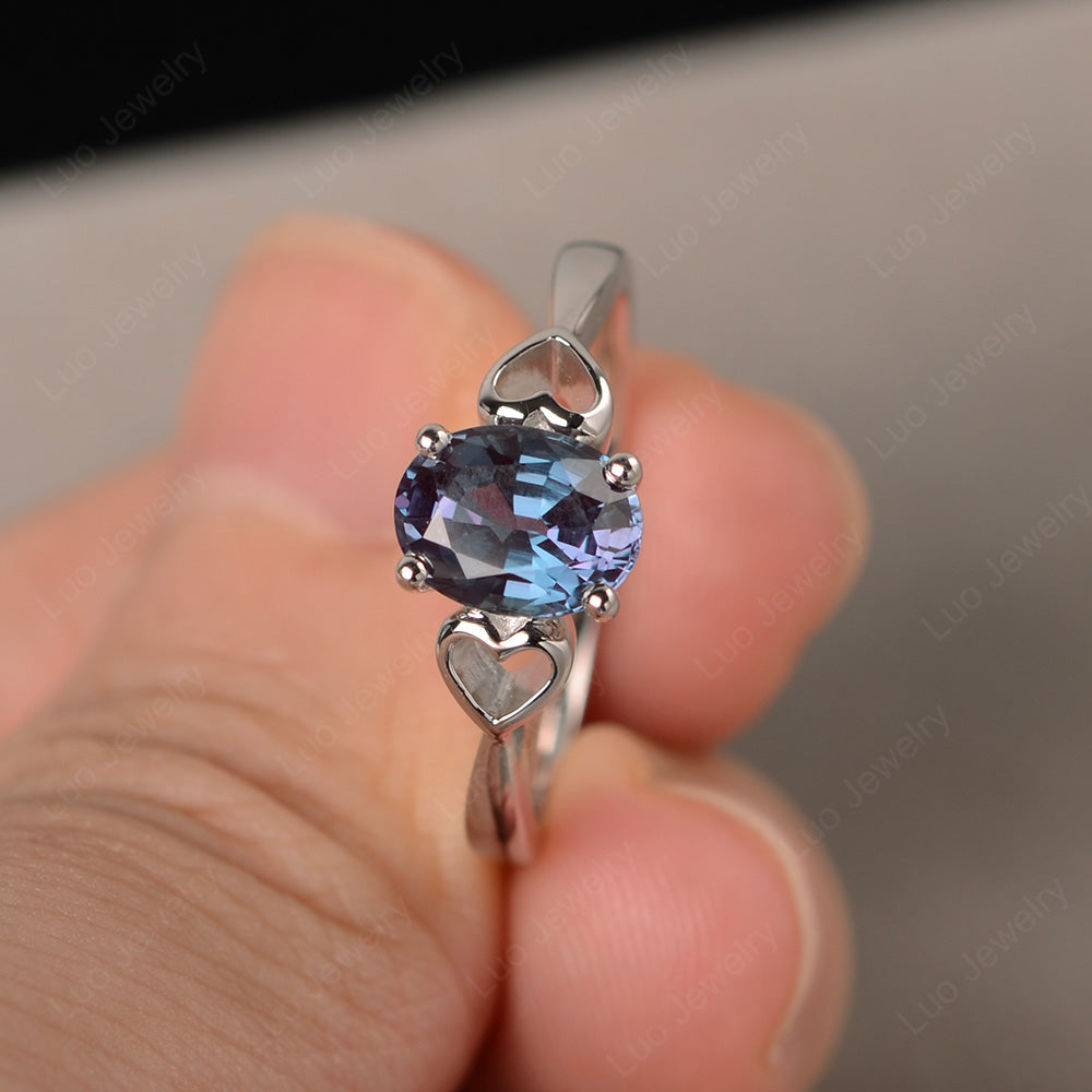 Oval Cut Solitaire Alexandrite Wedding Ring - LUO Jewelry