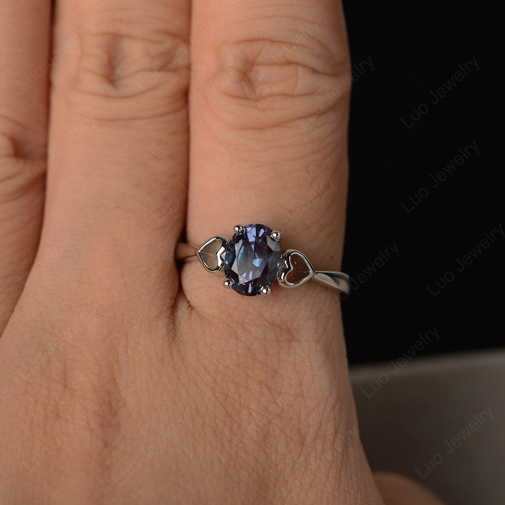 Oval Cut Solitaire Alexandrite Wedding Ring - LUO Jewelry